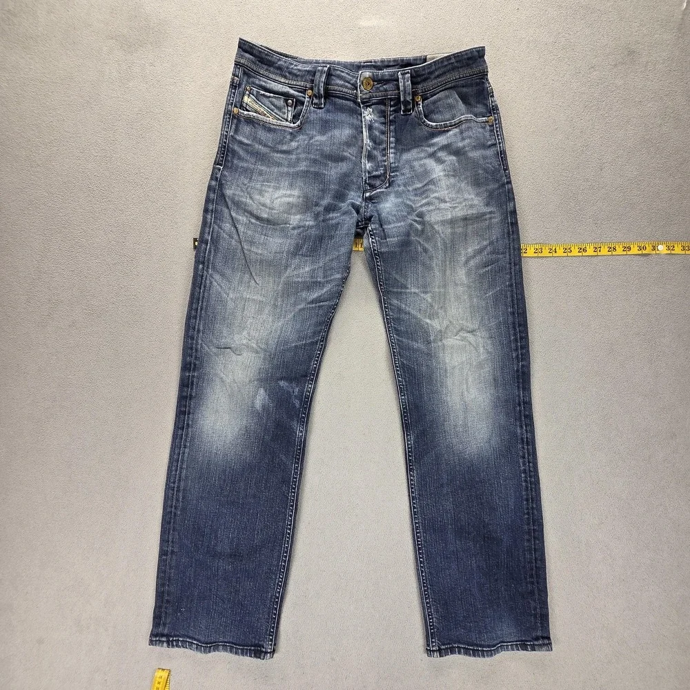 Diesel Jeans Mens 30x30 Blue Larkee Regular Straight Stretch Button Fly 008B2
